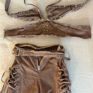 Fashion Nova Brown Women Jeans Set